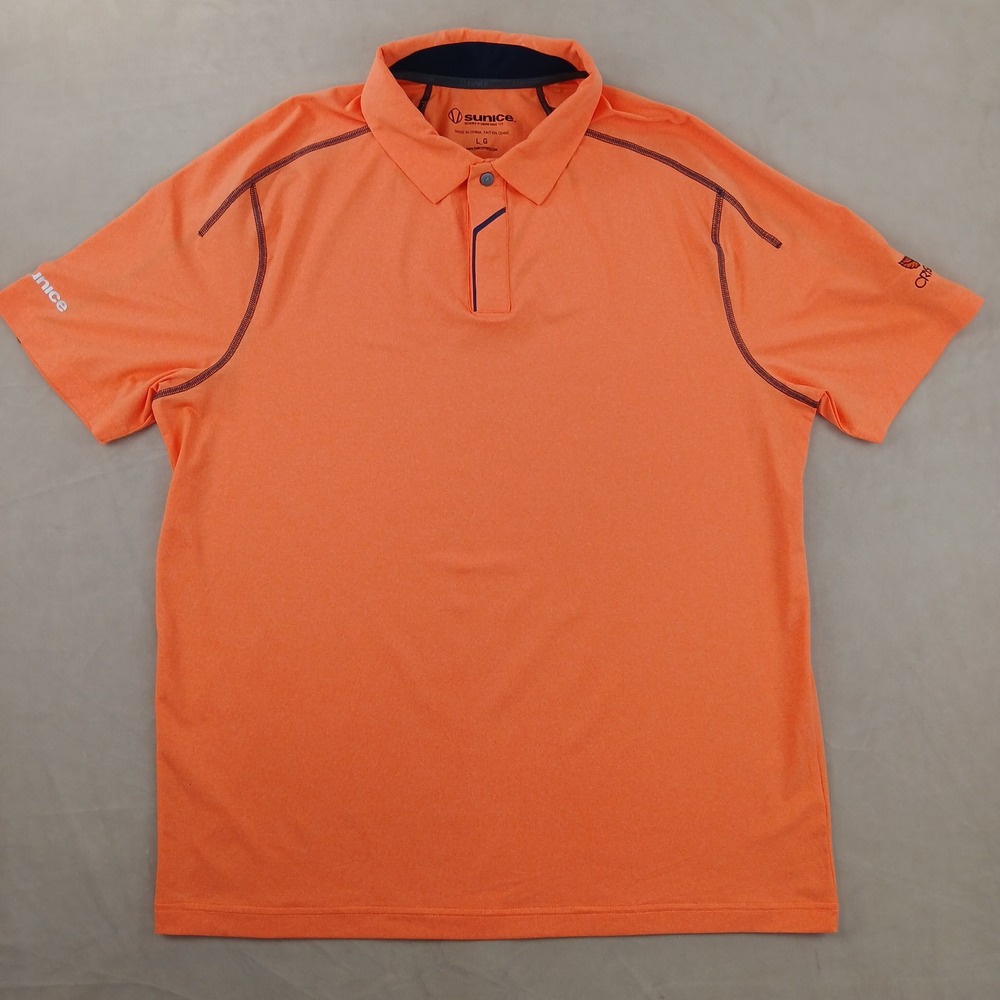 Sunice Large Mens Polo Shirt Golf Snap Button Crystal‎ Tree 23x29 Has Defect